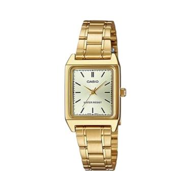 Imagem de Casio LTP-V007G-9E Relógio Feminino Retangular Dourado Aço Inoxidável Mostrador Índice Dourado