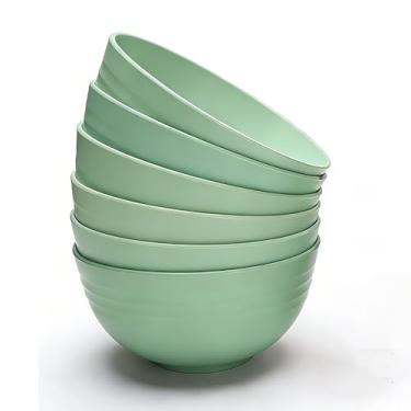 Imagem de GZTFPQ Conjunto de 6 tigelas de palha de trigo inquebráveis, seguras para micro-ondas e lava-louças, tigelas ecológicas para salada, sopa, cereal, lanches - Tigelas de jantar inquebráveis de 14 cm