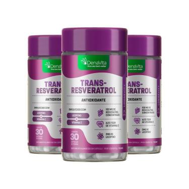 Imagem de Kit 3x Pote Trans Resveratrol, Vitamina C, Licopeno, Antioxidante, Denavita-Unissex