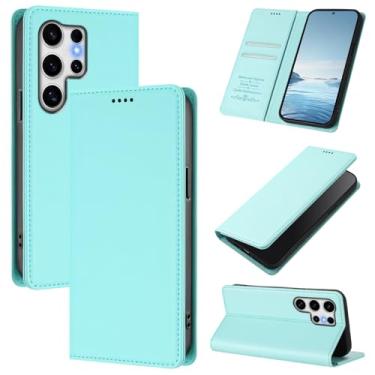 Imagem de Capa carteira fina para Samsung Galaxy S26 Ultra com capa flip magnética, compartimentos para cartões e suporte, bloqueio RFID, compatível com carregamento sem fio, capa protetora à prova de choque