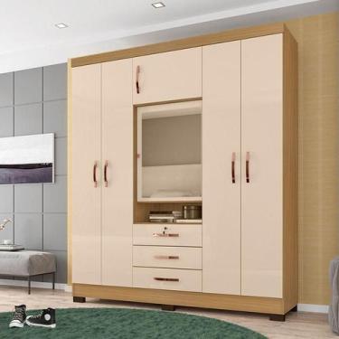 Imagem de Guarda Roupa Casal Ambiente Imperial Carvalho Americano Off White - In