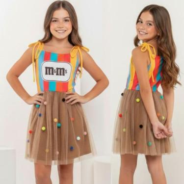 Imagem de Vestido Infantil Divertido Chocolate Mm's o Doce da Moda - SouBellaKid