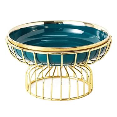 Imagem de Cesta de frutas estilo europeu cesta de frutas para casa cerâmica tigela de frutas organizador de legumes armazenamento bandejas de frutas para festa (verde 23 cm)