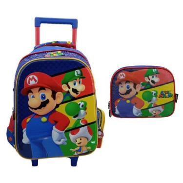 Imagem de Kit Mochila De Rodinha Super Mario + Lancheira 42552 - Luxcel
