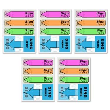 Imagem de 500 peças de adesivos (pacote com 5) etiquetas para assinar aqui, sinalizadores iniciais, assinar aqui, tabelas de assinatura, etiquetas de mensagem com etiquetas de seta distribuidoras para