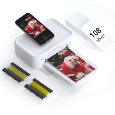 Imagem de HPRT Impressora fotográfica 10 x 15 + 108 folhas e 2 fitas, impressora instantânea para iPhone, Android, smartphone, impressoras fotográficas portáteis para uso doméstico, sublimação de tinta térmica