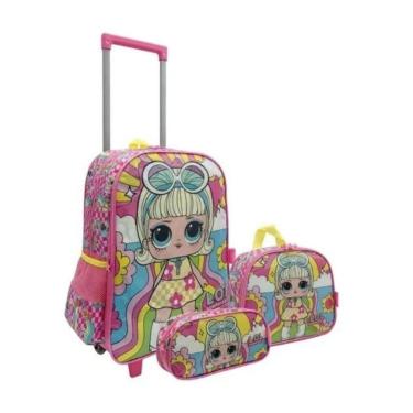 Imagem de Kit Mochila escolar De Carrinho + Lancheira Infantil + Estojo LoL-Feminino