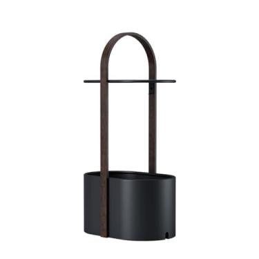 Imagem de Mesa lateral moderna para sala de estar, mesa de canto redonda para sofá, sala de estar, prateleira de armazenamento simples (preto)