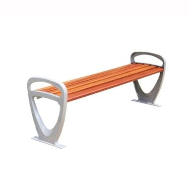 Imagem de KHUTRW3D Bancos de pátio banco externo banco de alumínio pernas de plástico madeira assento descanso banco banco encosto quintal