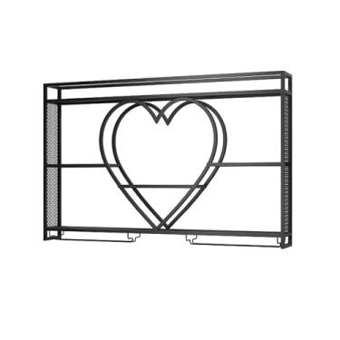 Imagem de Rack de vinho moderno de metal montado na parede, suporte de garrafa multifuncional, prateleiras de parede flutuantes de unidade de bar, rack de copo de vinho invertido, suporte de exibição de ferro