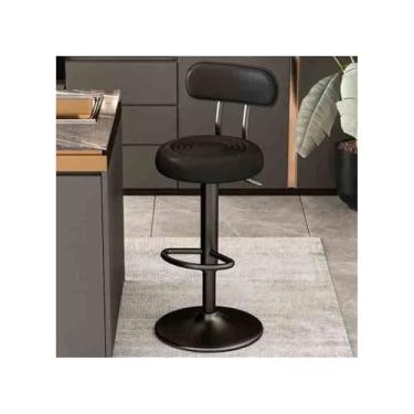 Imagem de Banqueta de cozinha 61-81 cm banco de bar giratório multifuncional banco alto cadeira de bar cadeiras de bar (preta)