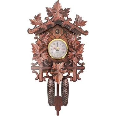 Imagem de 1 Peça Relógio de Parede Cuckoo Madeira Estilo Retro Vintage Pendurado Artesanal para Decoração Sala Estar Lar Restaurante Café Hotel Chic com Balanço