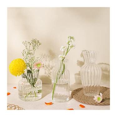 Imagem de Vaso de flores frescas pequeno vaso de flores de vidro transparente decoração de mesa sala de estar cozinha mesa de chá vaso de flores arranjo de flores cultura aquática adorável conjunto de flores