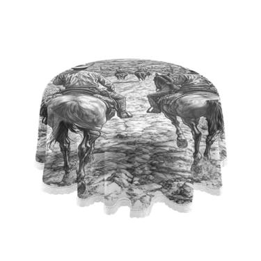 Imagem de Qilmy Toalha de mesa redonda de palmeira de treliça verde, 152 cm, resistente à água, à prova de derramamento, capa de mesa grande para jantar de reunião de família em ambientes internos e externos