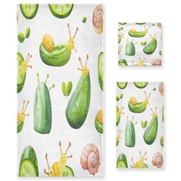 Imagem de xigua Conjunto de toalhas de banheiro fofas de caracóis e pepinos toalha de banho macia absorvente de 3 peças toalha de mão toalhas decorativas para banheiro, academia, hotel, praia, piscina