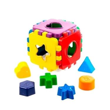 Imagem de Cubo Educativo Baby Formas 7 Peças Coloridas – Brinquedo Didático Infantil para Coordenação Motora, Percepção Visual e Aprendizado de Formas