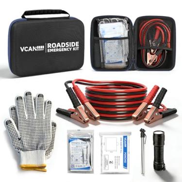 Imagem de Kit de segurança de emergência para carro com cabos jumper, medidor de pressão de pneu, kits essenciais de assistência na estrada para segurança de veículos automotivos, para mulheres, homens