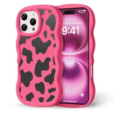 Imagem de CASBST Capa compatível com iPhone 16 Pro para mulheres e meninas, moldura ondulada encaracolada com estampa fofa, capa de telefone estética fina de silicone macio TPU à prova de choque para iPhone 16