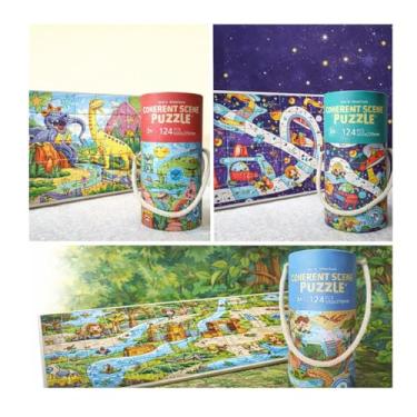 Imagem de Quebra-Cabeça Infantil Loop Infinito 124 Peças, Puzzle Interativo com Embalagem Tubo, 60x27cm, 3+ Anos, Modelos Astronauta Dinossauro Selva (Selva)