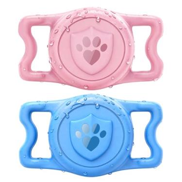 Imagem de ilFindYou Suporte para coleira de cachorro AirTag: IP68 à prova d'água para coleira de cachorro, capa de silicone antiperda e durável, compatível com Apple AirTags (rosa e azul)