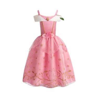 Imagem de Vestido De Princesa Aurora Da Bela Adormecida Rosa Para Meninas, Fanta