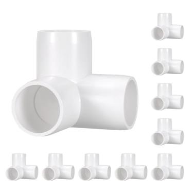 Imagem de Kozelo Pacote com 10 encaixes de tubulação de cotovelo de PVC SCH40 de 3/10.2 cm, encaixe em T de saída lateral de canto de cotovelo de PVC de 3 vias, conectores de tubo de grau de móveis para projeto