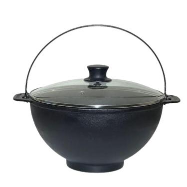 Imagem de Panela Polenteira De Ferro Fundido Com Tampa Vidro 26Cm 5L