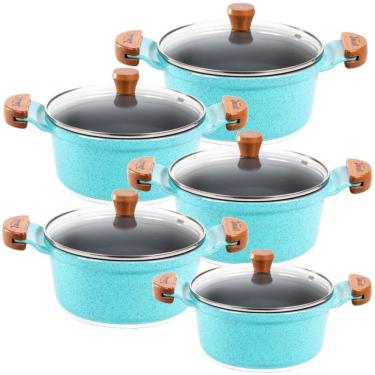 Imagem de Jogo Panela Azul Antiaderente Cerâmica Javali Am 16 A 24