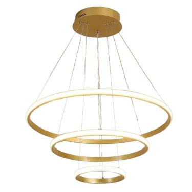 Imagem de Luminaria Lustre 3 Em 1 Aneis Arco Perfil Led Infinito Ajustavel Regulavel Pendente Iluminaçao Sala