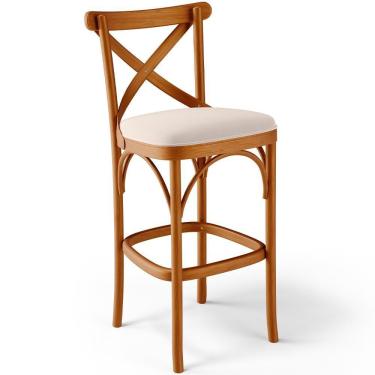 Imagem de Banqueta Alta Cozinha Bancada Bar Sala De Jantar Estofada ávila L02 Suede Bege - Lyam