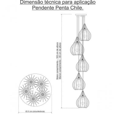 Imagem de Luminária Teto Lustre Pendente Balcão Cozinha Sala 5 Chile Cor:rosa