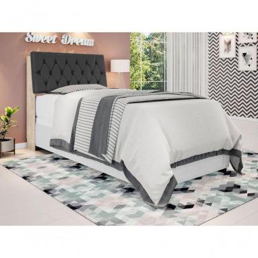 Imagem de Cabeceira Box Solteiro Isis Amarula Com Capitonê Preto