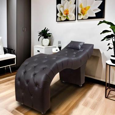 Imagem de Maca Estofada Para Clínica De Estética Facial Com Capitonê Andressa Marrom Material Sintético Star Confort Marrom