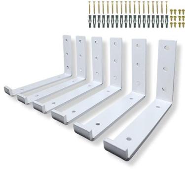 Imagem de Seis Suportes 15cm Formato L Mão Francesa De Parede Aço Resistente Par