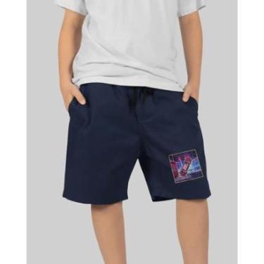 Imagem de Bermuda DR7 Street Tactel Infantil Pixel - Azul Marinho-Unissex