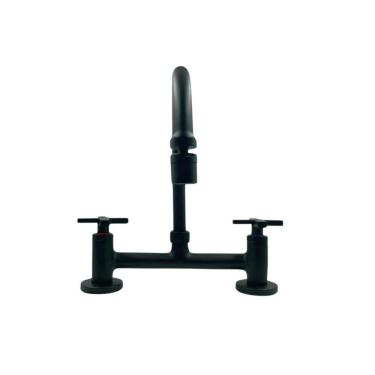 Imagem de Torneira Geométrica Duplo Comando Bica Alta Cilíndrica Preto