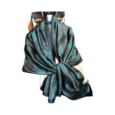 Imagem de Lenço De Seda Luxuoso Feminino 180x90CM Estampa Fashion Xale Longo Pro