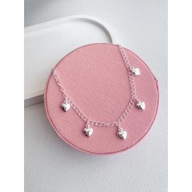 Imagem de Tornozeleira com Pingentes de Coração - Prata - Milly