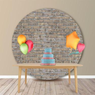 Imagem de Painel Redondo em Jacquard Estampado Tijolo Bege, 1,50, 1,50