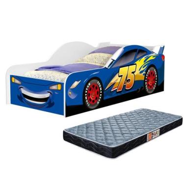 Imagem de Cama Carro De Solteiro De MDF Para Quarto Infantil Com Proteção Latera