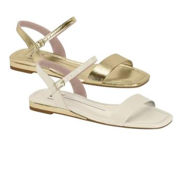 Imagem de Sandália Rasteira Feminina Tira Única Moleca 5559.101 - Dourado - 35, 