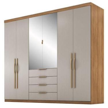 Imagem de Guarda Roupa Casal 6P 4G Com Espelho 262 cm Giardino Nogueira Demobile