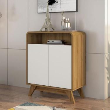 Imagem de Buffet Aparador para Sala de Estar Eccos 2 Portas com Vidro 64,5cm Pés