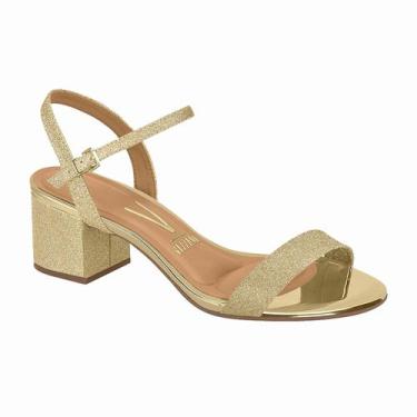 Imagem de Sandália Salto Grosso Baixo Brilho Feminino Vizzano