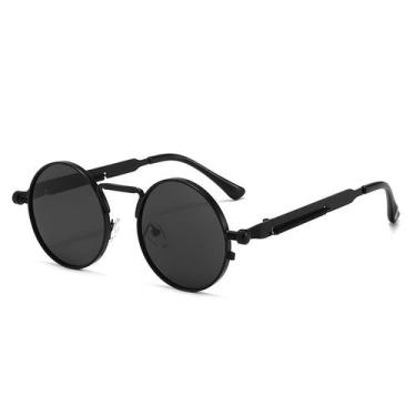 Imagem de Oculos de sol Vintage Estilo Punk unissex Redondo LukeSports, Preto