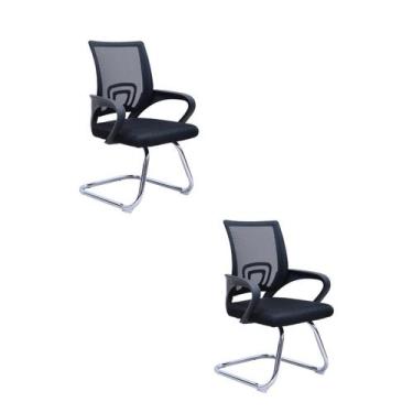 Imagem de Kit 2 Cadeiras Escritório Interlocutor Fixa Tela Mesh Manchester - Fra
