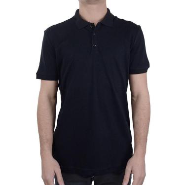 Imagem de Camisa Polo Masculina Lado Avesso Algodão Pima Preta - LH164-Masculino