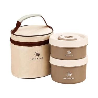 Imagem de Conjunto De Caixa De Almoço Isolada Empilhável Em Aço Inoxidável, Cont