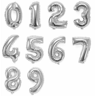 Imagem de BALÃO METALIZADO NÚMEROS - PRATA - 80 cm - 1 unidade - SÃO ROQUE