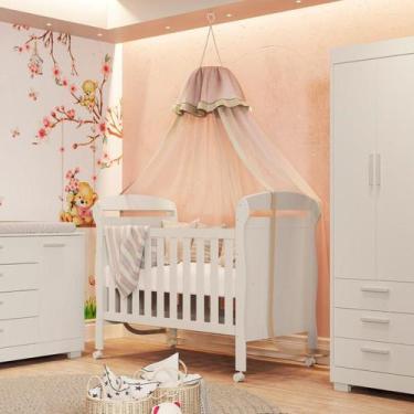 Imagem de Berço para Quarto de Bebê 2 em 1 Danny Areia Fosco - Móveis Reller